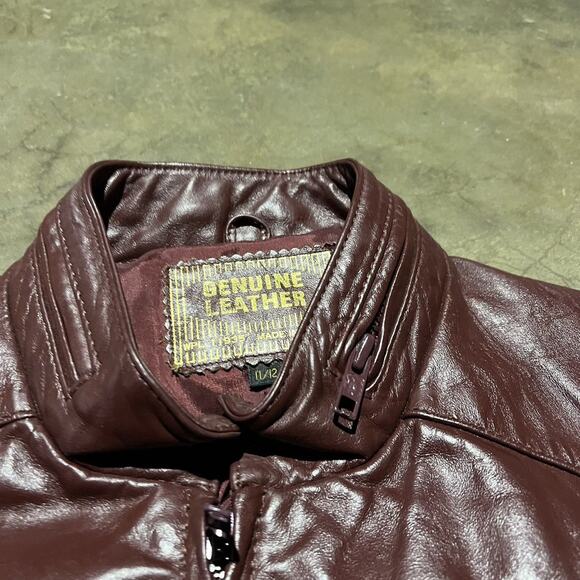Vintage 70s Genuine Leather Red Boxy Grunge Jacket - Picture 3 of 4